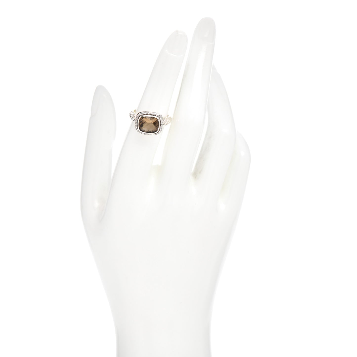 Sterling Silver Diamond Smoky Quartz 10mm Noblesse Ring 51 5.75