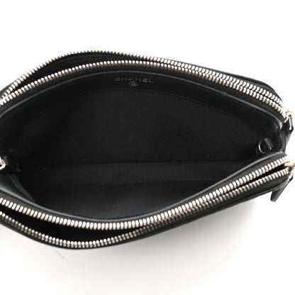 Chanel Lambskin Camellia Embossed Small Clutch With Chain Black 5 of 11