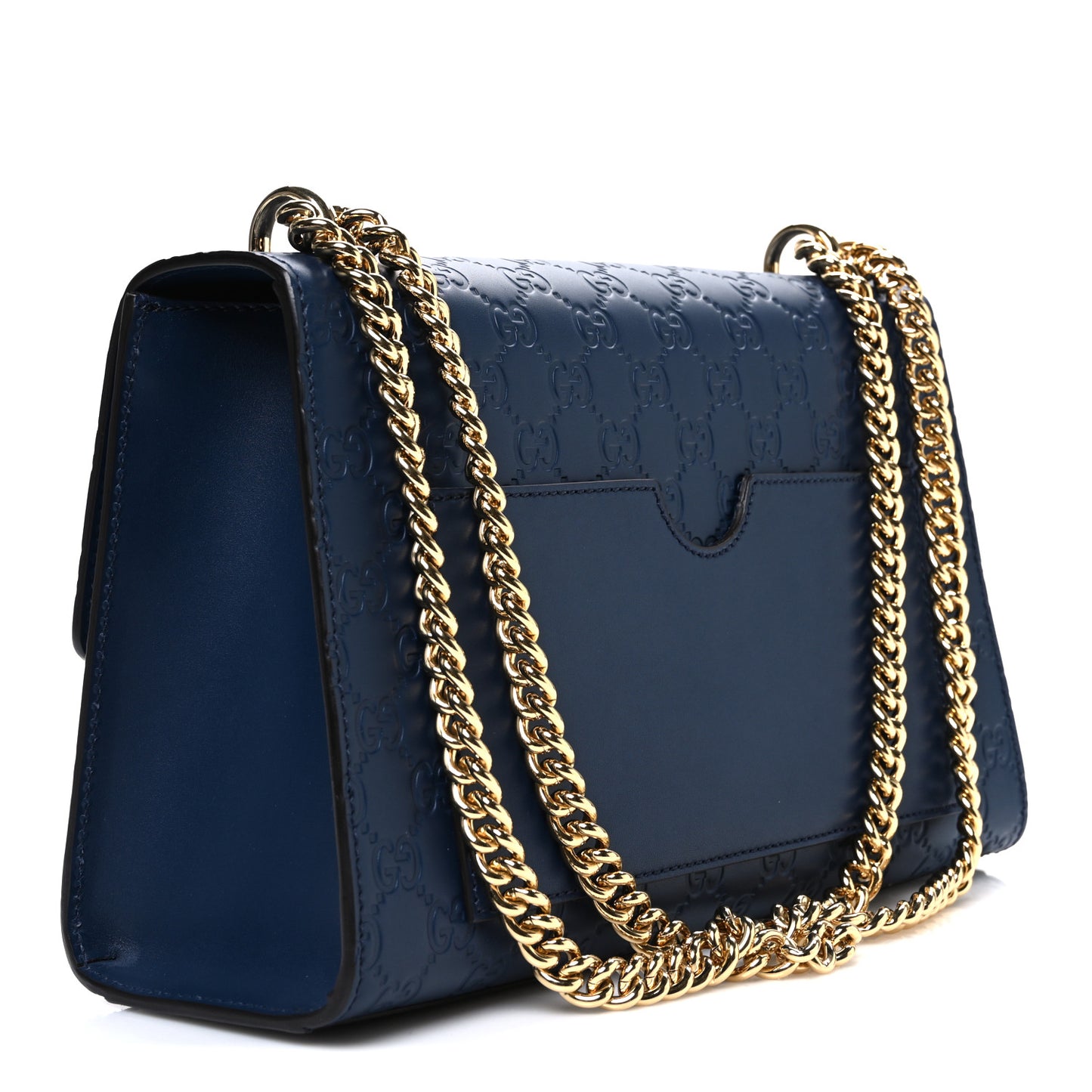 Guccissima Medium Padlock Shoulder Bag Blue Agata