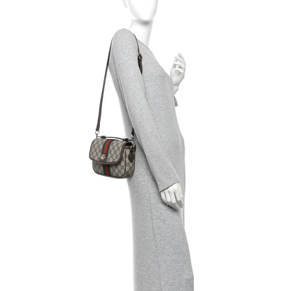 Gucci GG Supreme Monogram Textured Dollar Calfskin Small Ophidia Top Handle Shoulder Bag Beige Brown 2 of 10