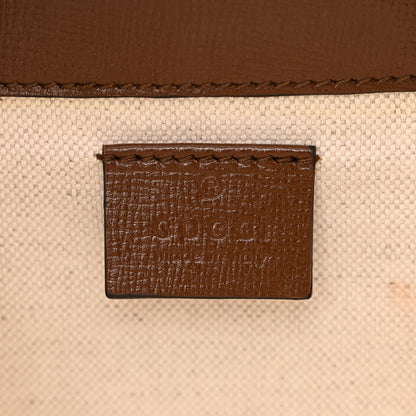 Gucci GG Supreme Monogram Azalea Calfskin Mini Horsebit 1955 Foldover Top Handle Bag Beige Ebony Brown Sugar 6 of 10