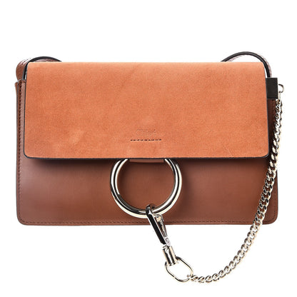 Chloe Suede Calfskin Small Faye Shoulder Bag Tobacco 1 of 7