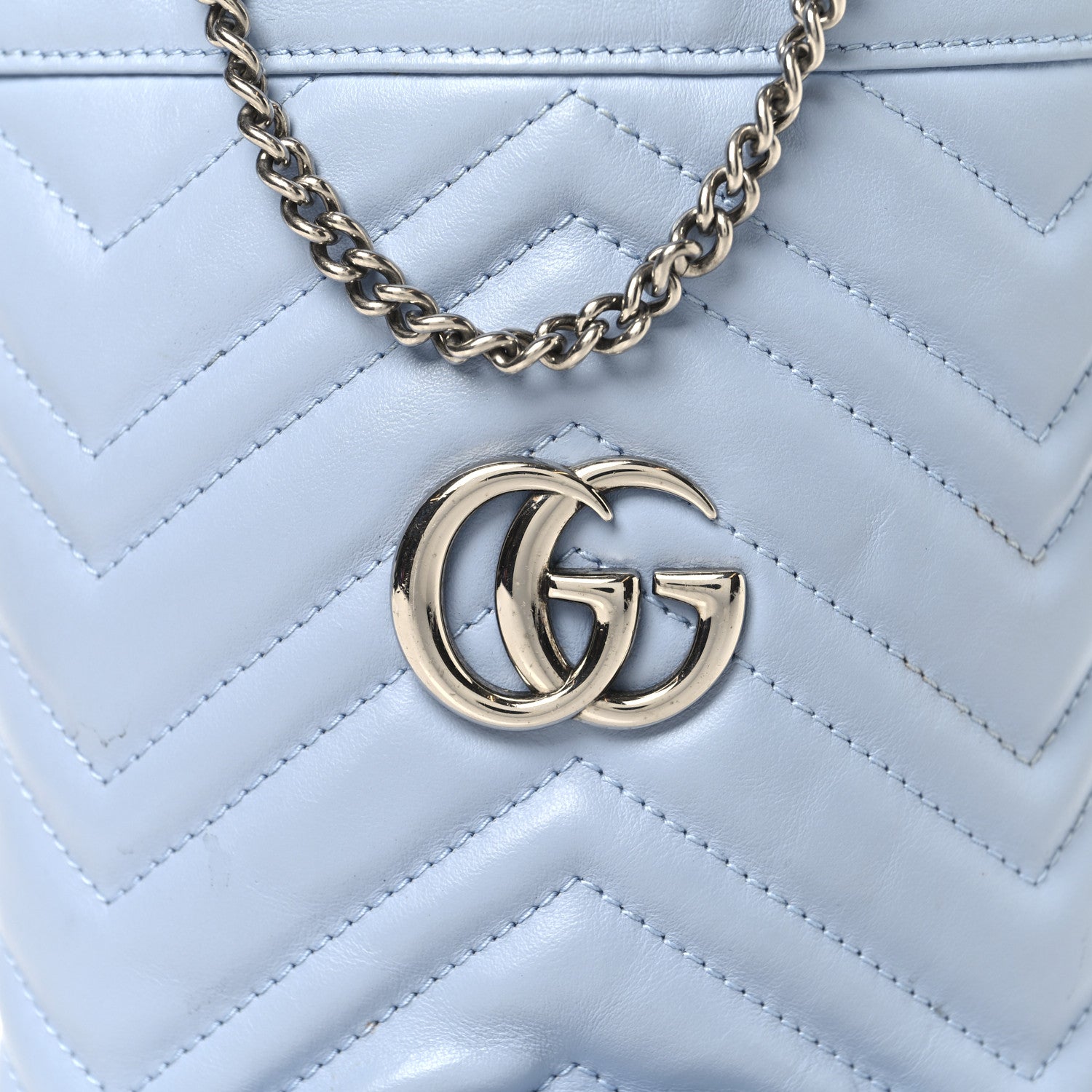 Gucci Calfskin Matelasse Mini GG Marmont 2.0 Bucket Bag Porcelain