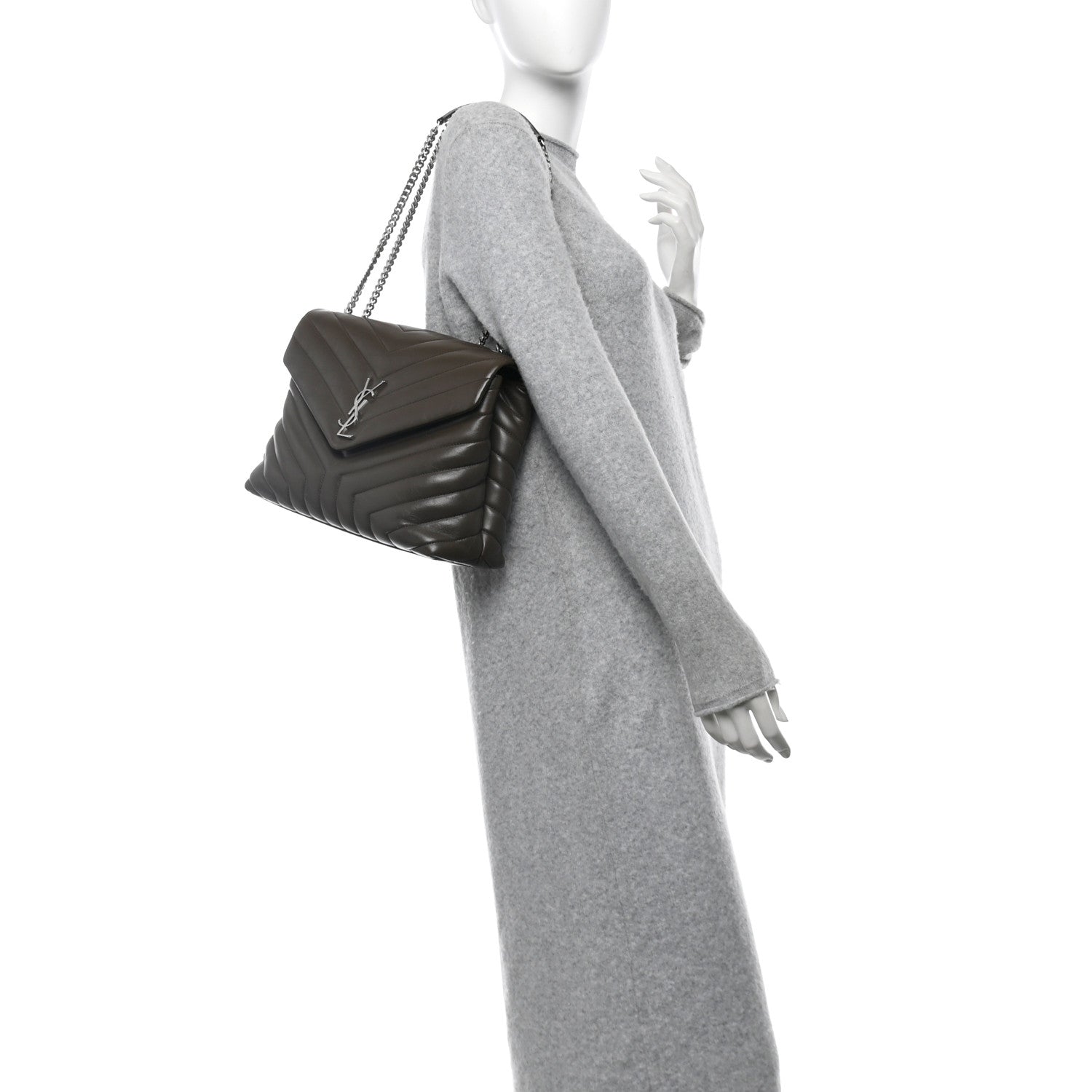 Saint Laurent Calfskin Y Quilted Monogram Medium Loulou Chain Satchel Faggio 2 of 10