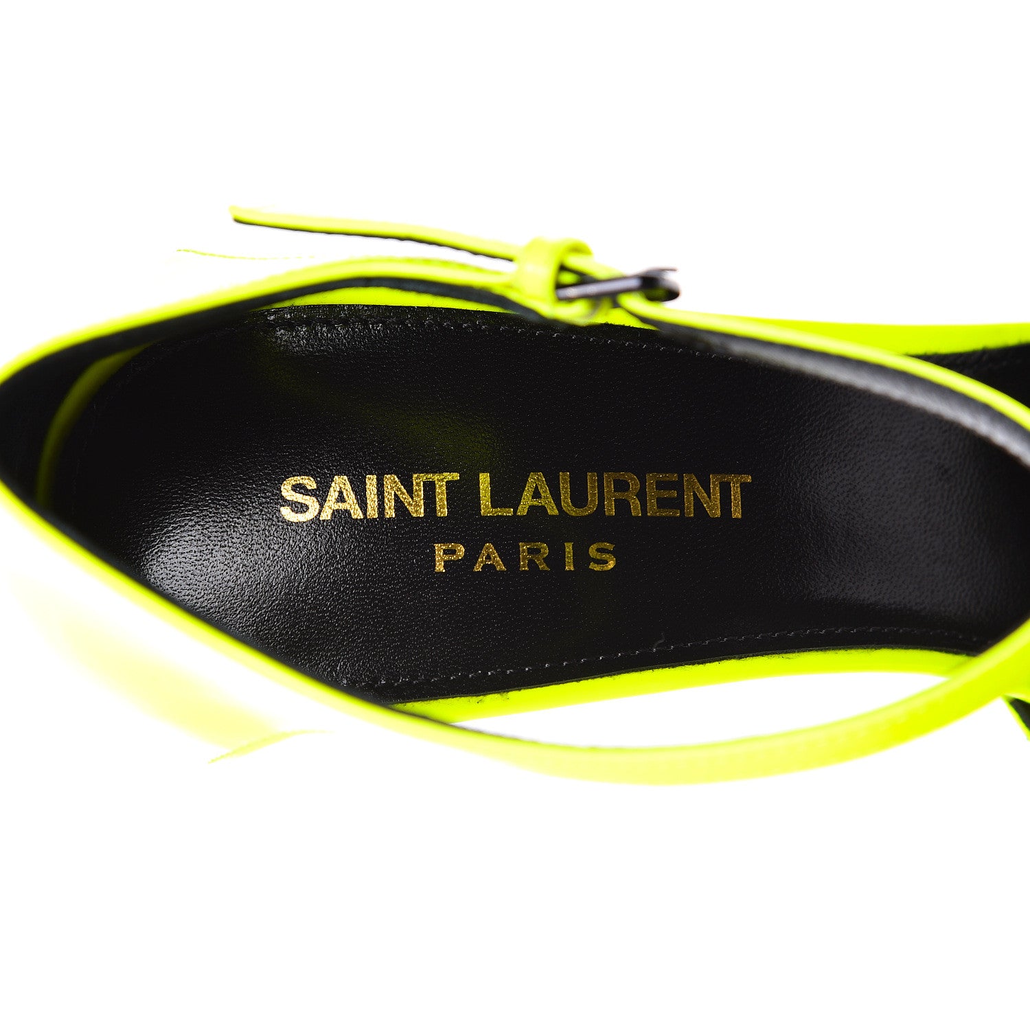 Saint Laurent Patent Anja 85 Ankle Strap Pointed Pumps 37 Fluo Yellow 7 of 9