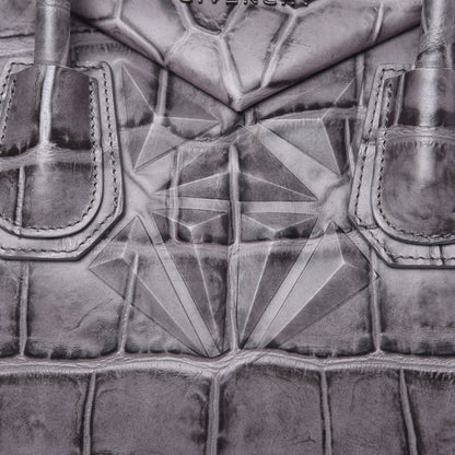 Givenchy Calfskin Crocodile Embossed 3D Stud Medium Antigona Storm Grey 8 of 10