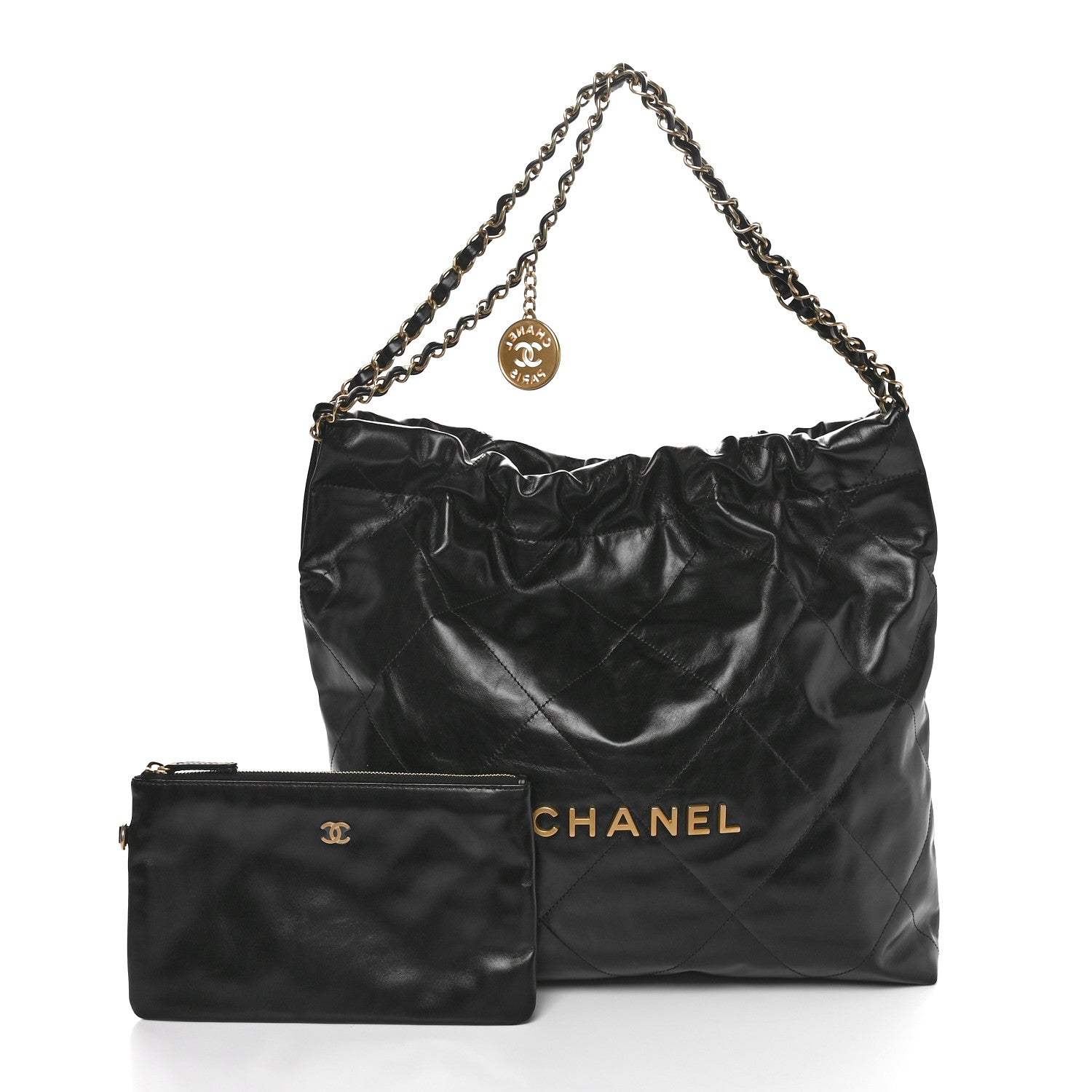 Chanel Shiny Calfskin Quilted Chanel 22 Black 2 of 11