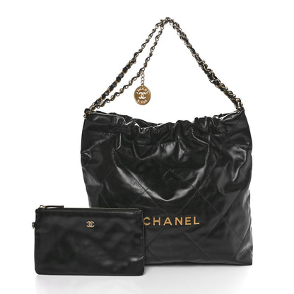 Chanel Shiny Calfskin Quilted Chanel 22 Black 2 of 11
