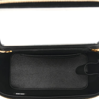 Chanel Lambskin Quilted Metal Twist Small Top Handle Vanity Case With Chain Black 6 of 11