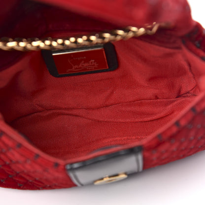 Christian Louboutin Velvet Patent Spikes Mini Sweety Charity Crossbody Bag Red Black 5 of 11