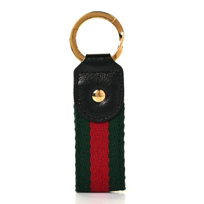 Gucci Nylon Calfskin Web Rajah Key Ring Black 2 of 5