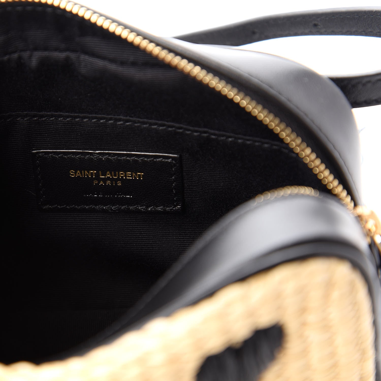 Saint Laurent Raffia Canvas Monogram Lou Heart Belt Bag Beige Black 8 of 10