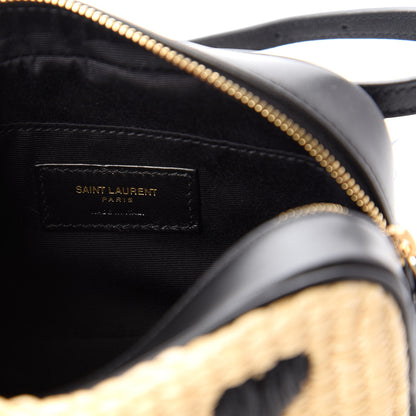 Saint Laurent Raffia Canvas Monogram Lou Heart Belt Bag Beige Black 8 of 10