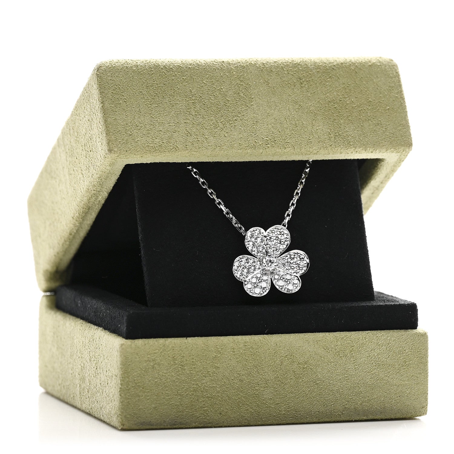 Van Cleef & Arpels 18K White Gold Diamond Small Frivole Pendant Necklace 6 of 6