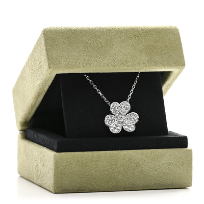 Van Cleef & Arpels 18K White Gold Diamond Small Frivole Pendant Necklace 6 of 6
