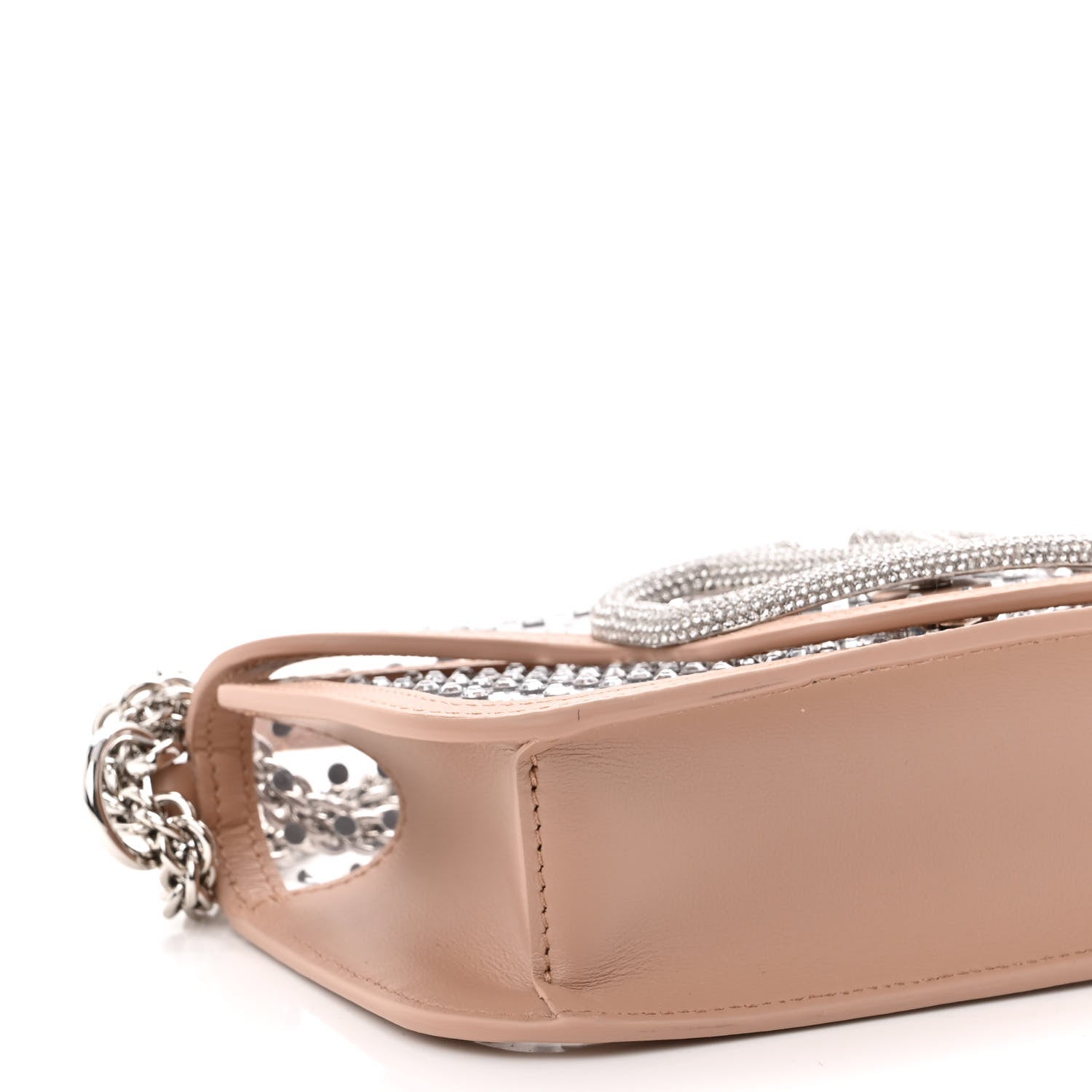 Valentino Garavani TPU Calfskin Crystal Vlogo Embellished Small Loco Shoulder Bag Trasparente Crystal Rose Cannelle 5 of 7