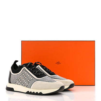Hermes Knit Bi-Color Womens Addict Sneakers 37.5 Black White 8 of 8