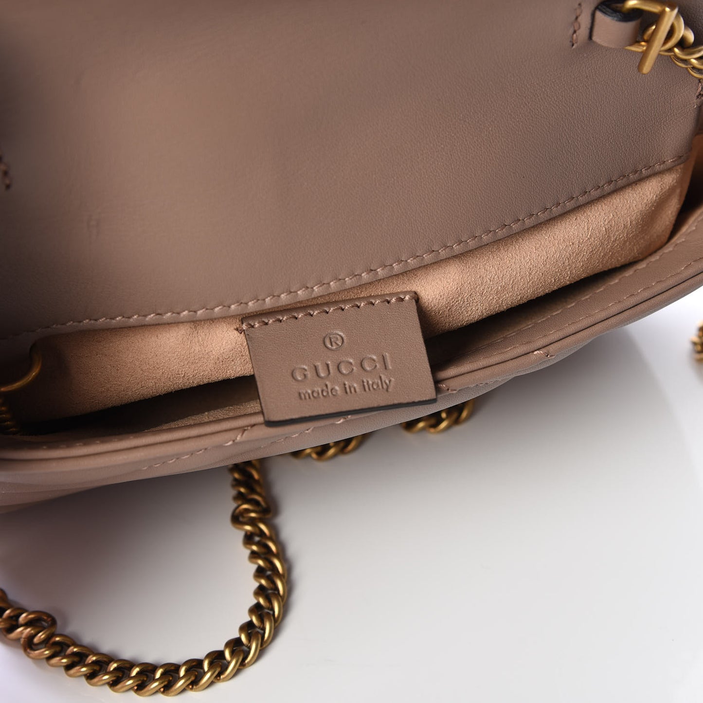 Calfskin Matelasse Super Mini GG Marmont Shoulder Bag Porcelain Rose