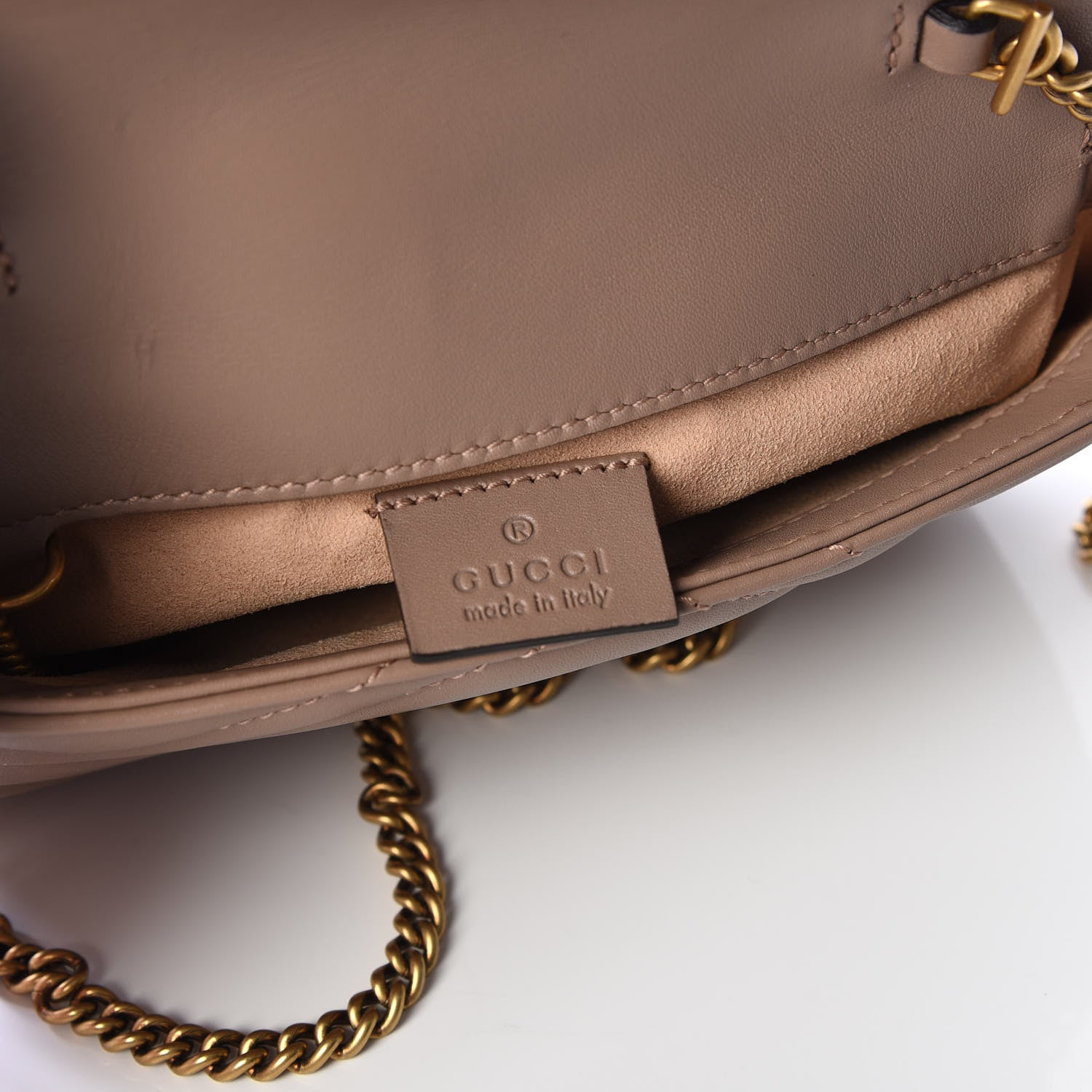 Gucci Calfskin Matelasse Super Mini GG Marmont Shoulder Bag Porcelain Rose 7 of 8
