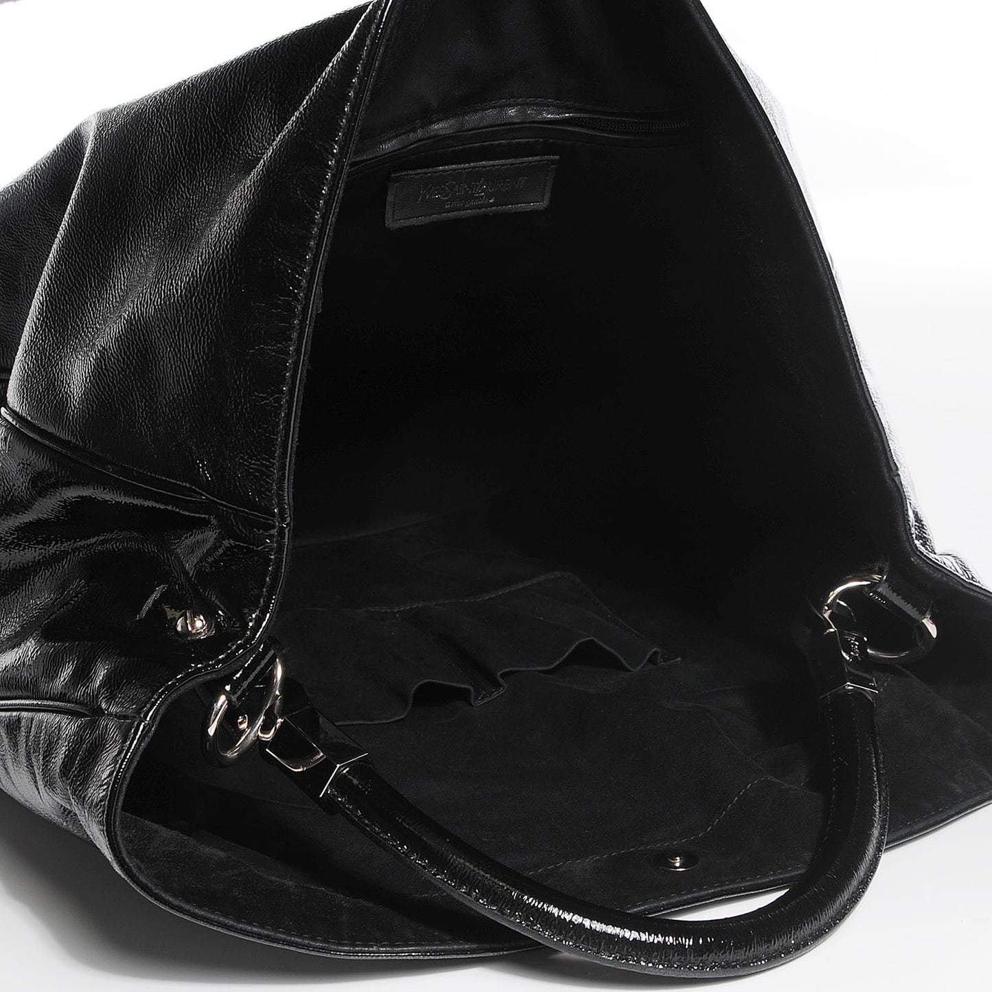 Textured Patent Large Roady Hobo Black