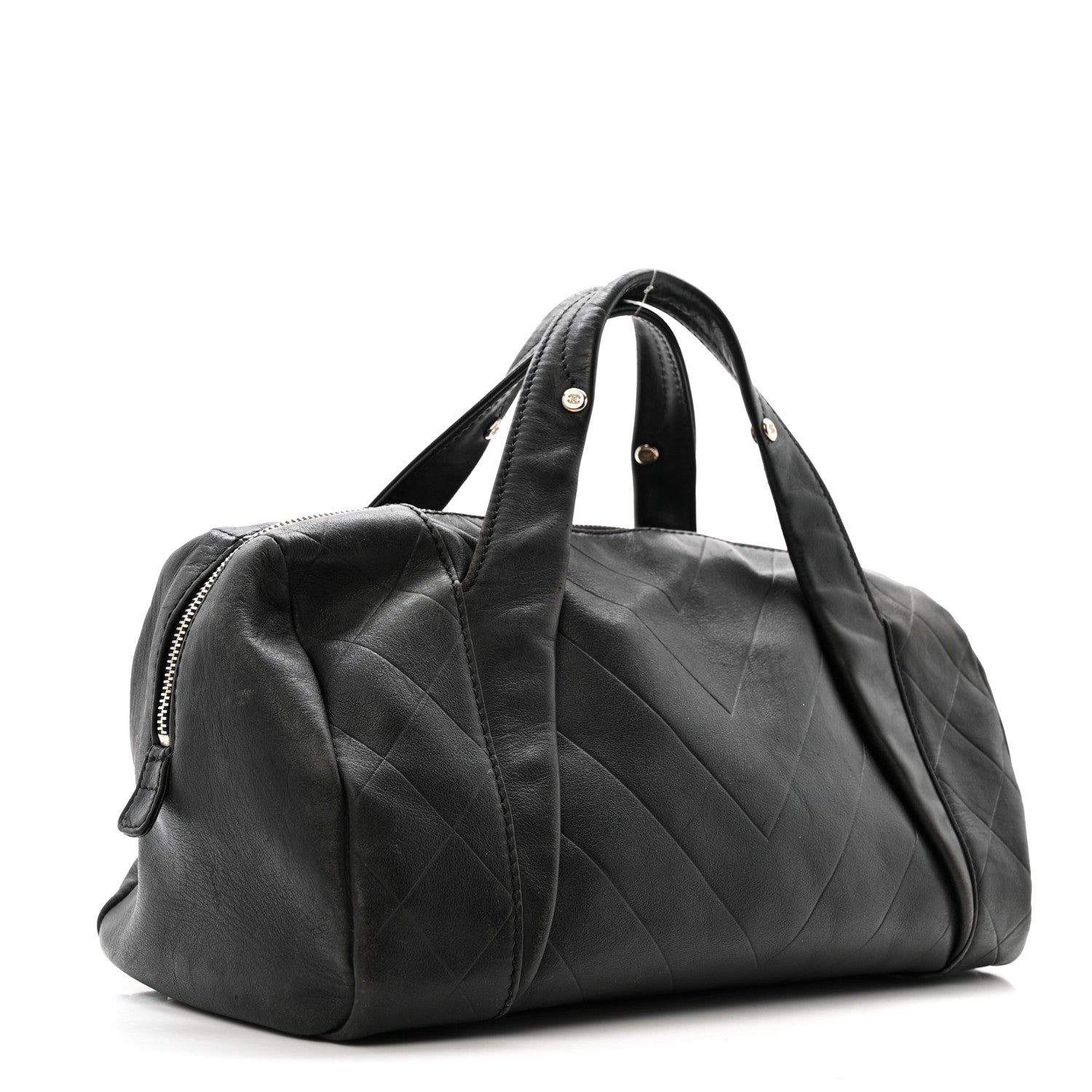 Chanel Calfskin CC Chevron All Day Long Boston Black 3 of 14