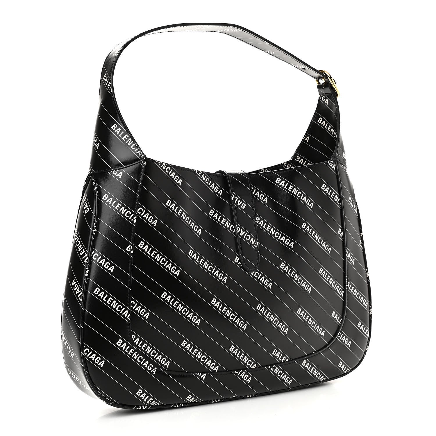 Gucci X BALENCIAGA Calfskin Logo Print Medium Jackie 1961 Hobo Black 3 of 10