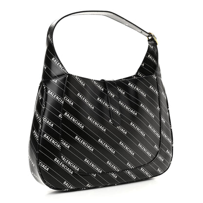 Gucci X BALENCIAGA Calfskin Logo Print Medium Jackie 1961 Hobo Black 3 of 10