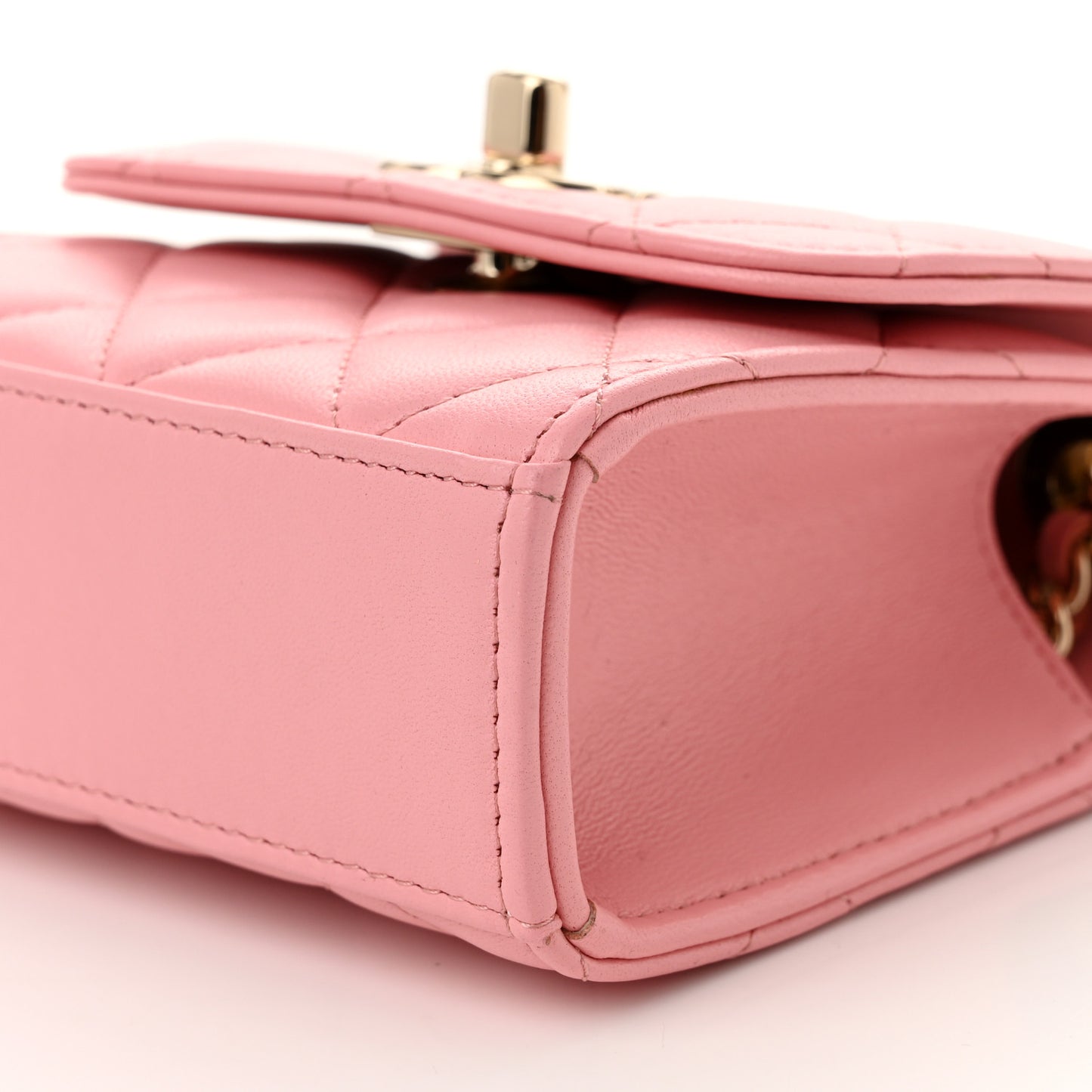 Lambskin Quilted Mini Trendy CC Clutch With Chain Pink