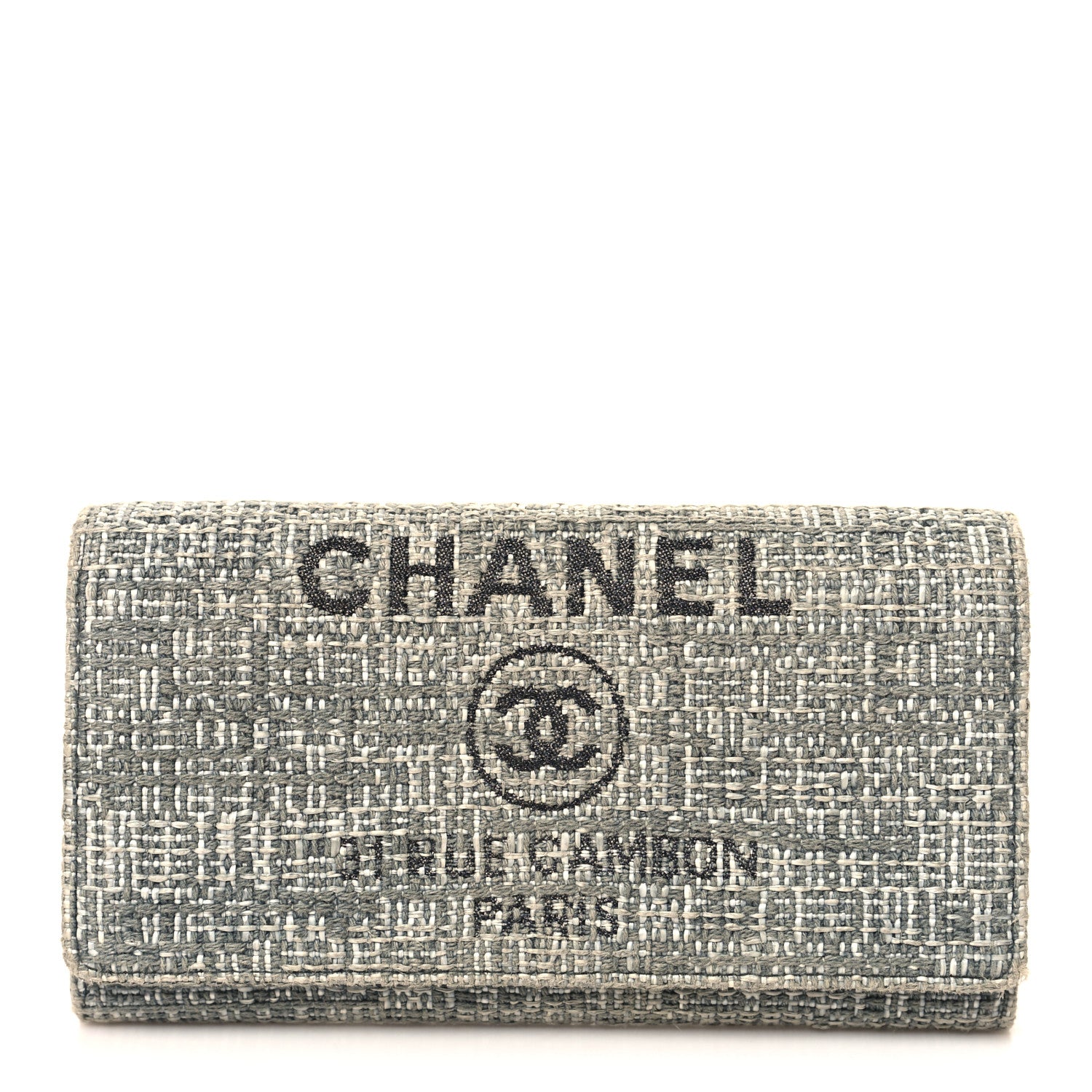 Chanel Canvas Deauville Flap Wallet Grey 1 of 9