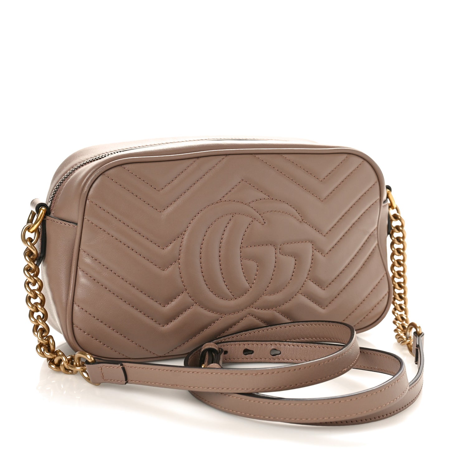 Calfskin Matelasse Small GG Marmont Chain Shoulder Bag Porcelain Rose