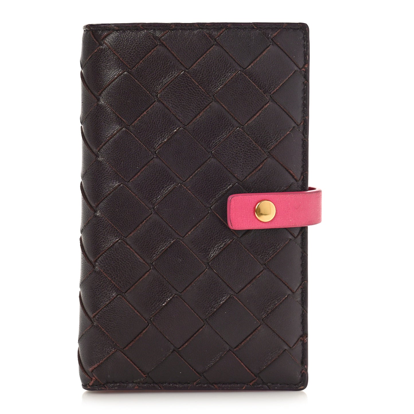 Nappa Intrecciato Bifold Zip Wallet Grape Bonbon