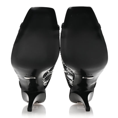 Gucci Tela Retino Kid Scamosciato Crystal GG Monogram Square G 95mm Slide Sandals 37.5 Black 6 of 9