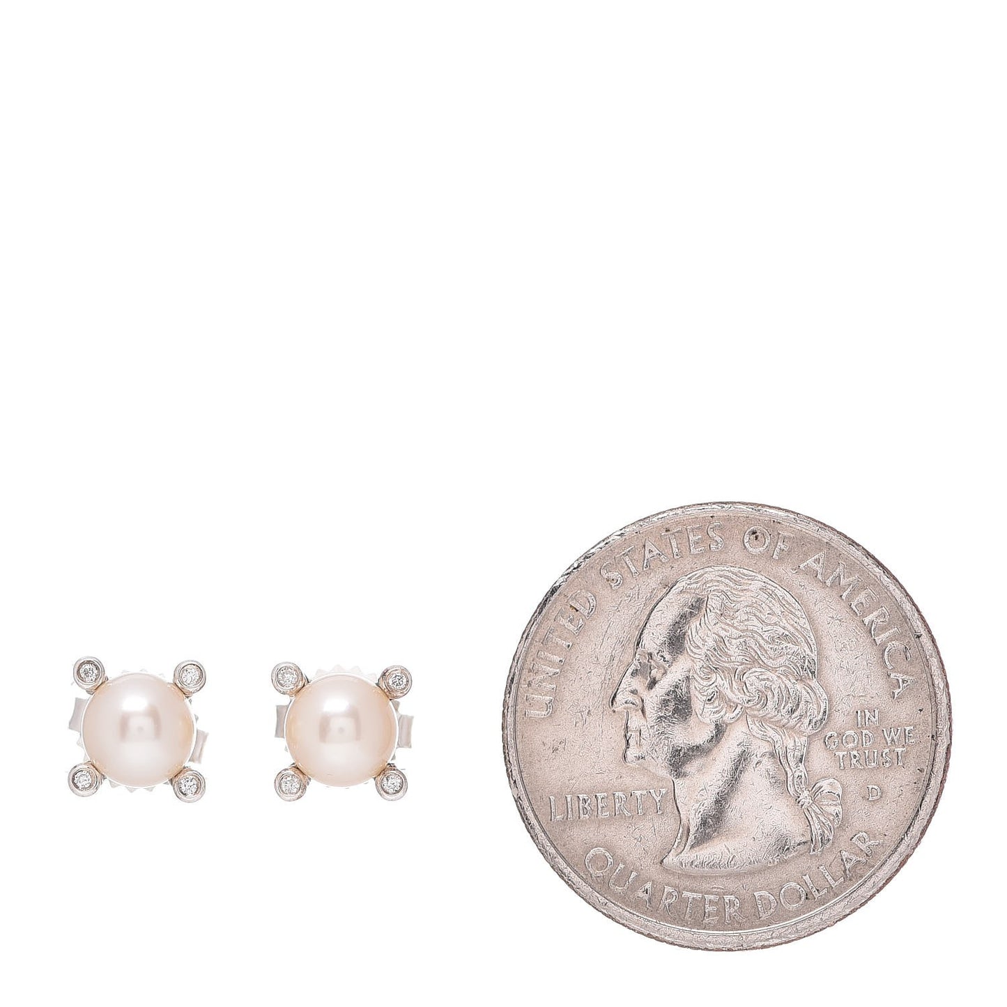 Sterling Silver Diamond Pearl 7mm Earrings
