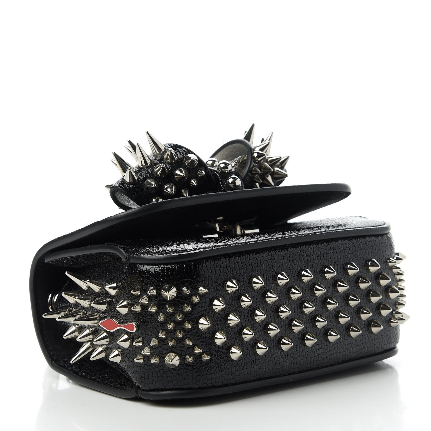Christian Louboutin Jurassic Calfskin Spikes Sweety Charity NV Crossbody Bag Black Silver 4 of 9