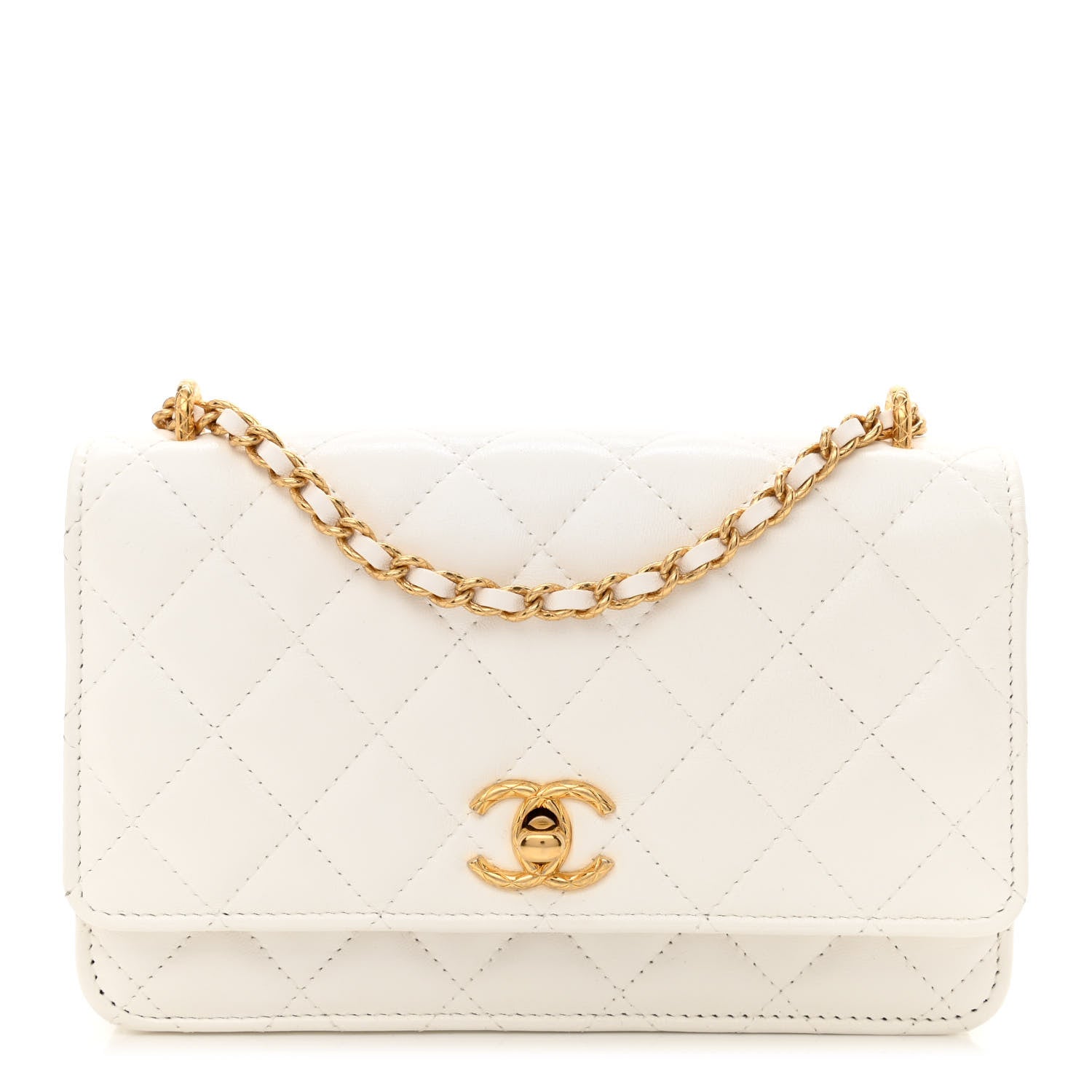 Chanel Lambskin Quilted CC Wallet On Chain WOC White 1 of 11