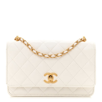 Chanel Lambskin Quilted CC Wallet On Chain WOC White 1 of 11