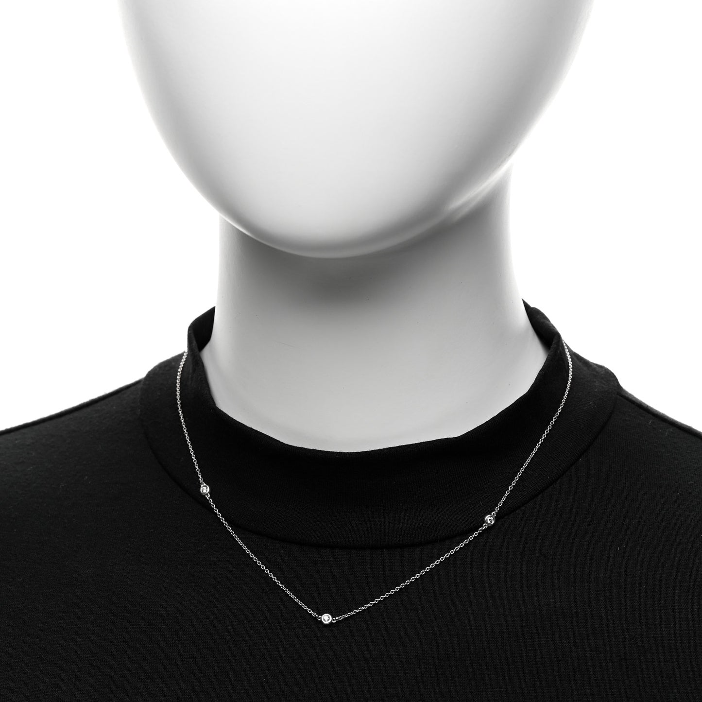 Sterling Silver Diamond .09ctw Elsa Peretti Diamonds by the Yard Three Station Necklace