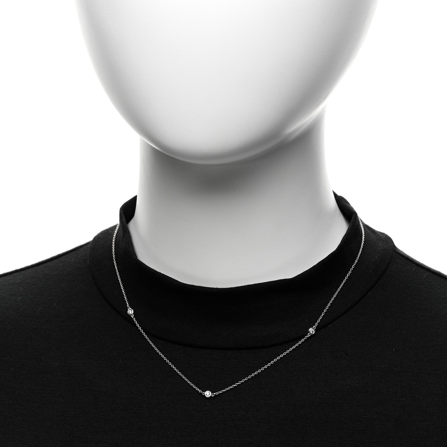 Tiffany Sterling Silver Diamond .09ctw Elsa Peretti Diamonds by the Yard Three Station Necklace 2 of 6