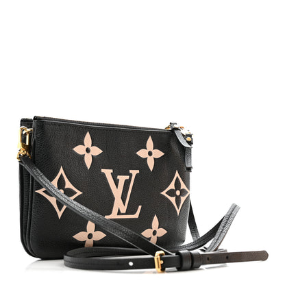 Louis Vuitton Empreinte Monogram Giant Double Zip Pochette Black Cream 3 of 18