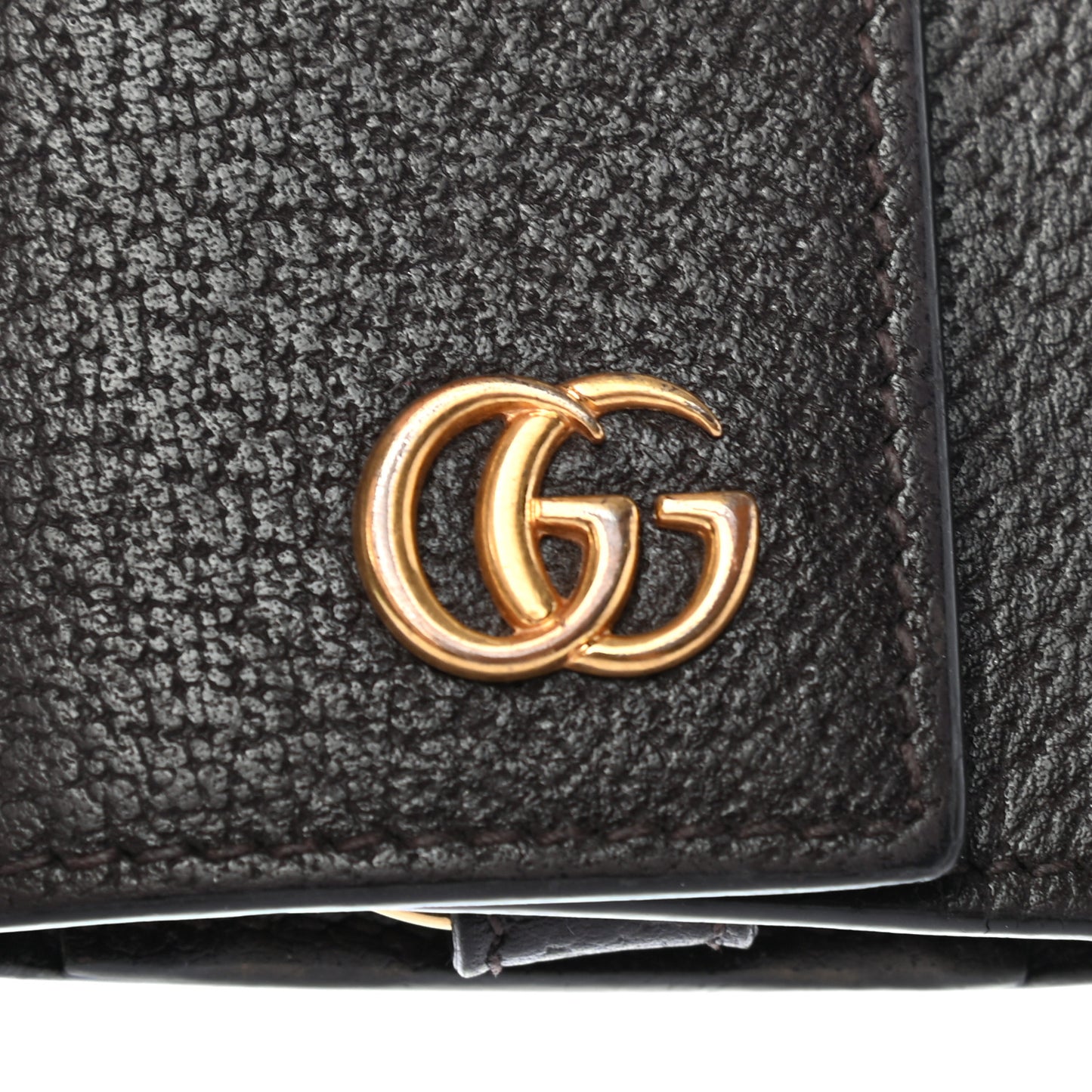 Calfskin Boar Effect GG Marmont 6 Key Holder Dark Cocoa