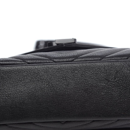 Saint Laurent Sheepskin Matelasse Chevron Monogram Monochrome Medium College Bag Black 11 of 11