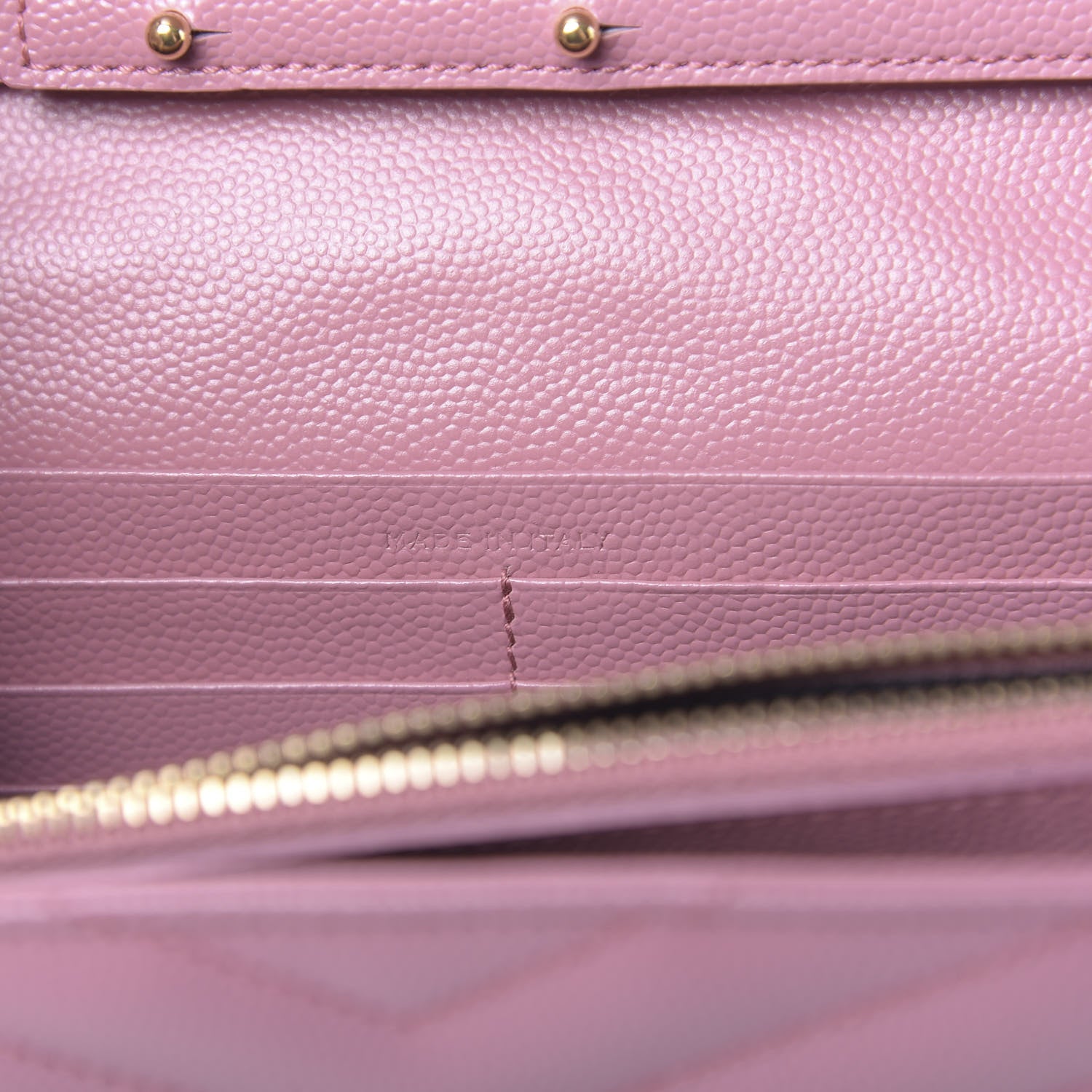 Saint Laurent Grain De Poudre Matelasse Chevron Monogram Chain Wallet Tender Pink 6 of 11