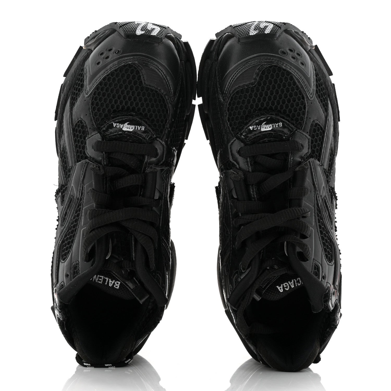 Balenciaga Mesh Rubber Monocolor Mens Runner Sneakers 42 Black