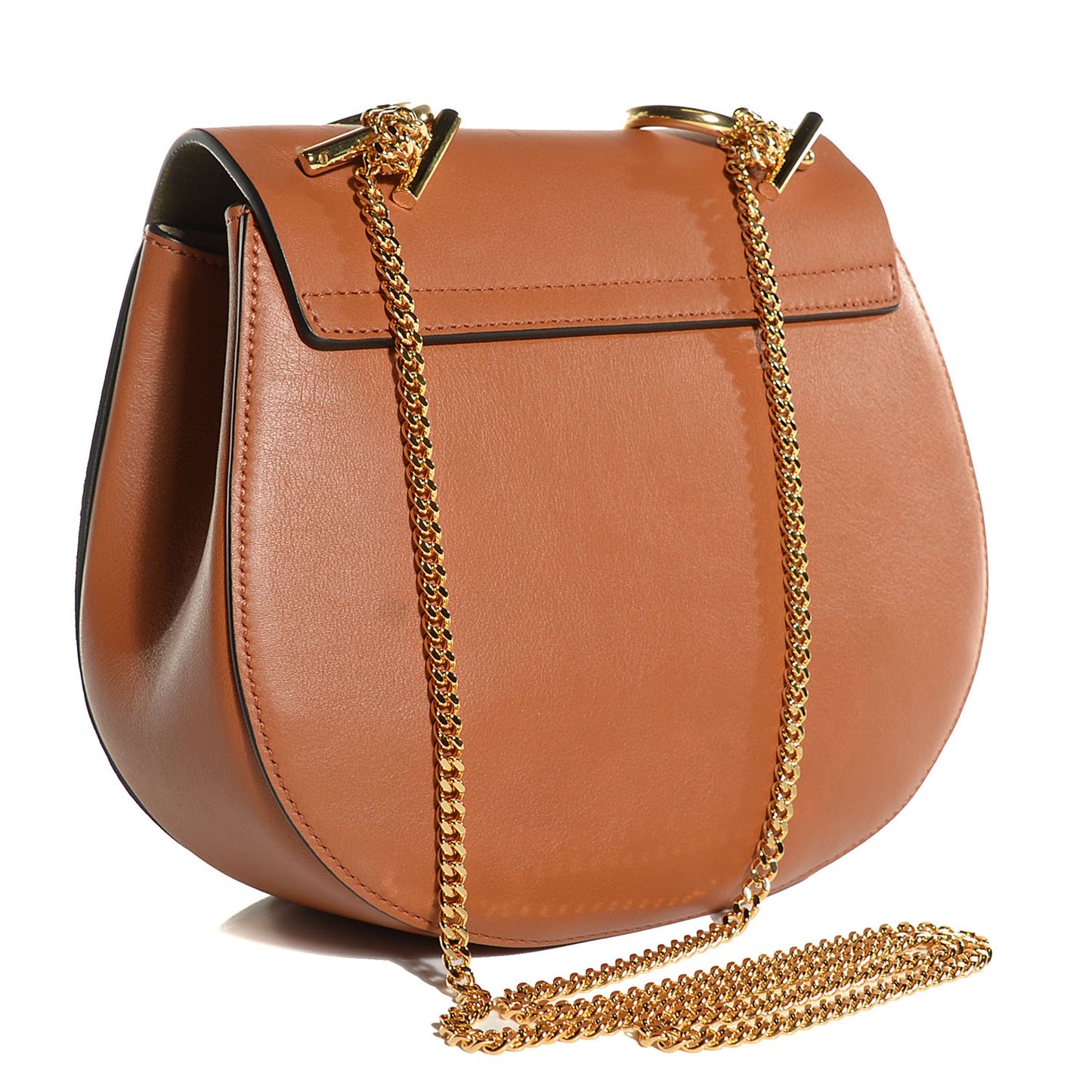 Suede Smooth Calfskin Drew Shoulder Bag Caramel