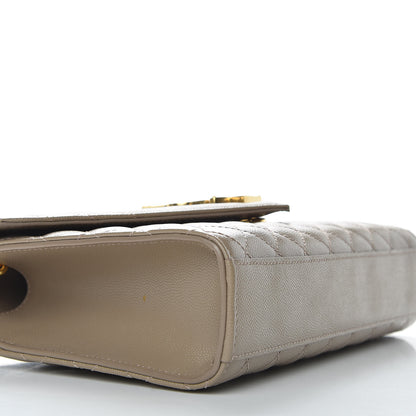 Saint Laurent Grain De Poudre Textured Mixed Matelasse Medium Triquilt Monogram Satchel Dusty Grey 6 of 9