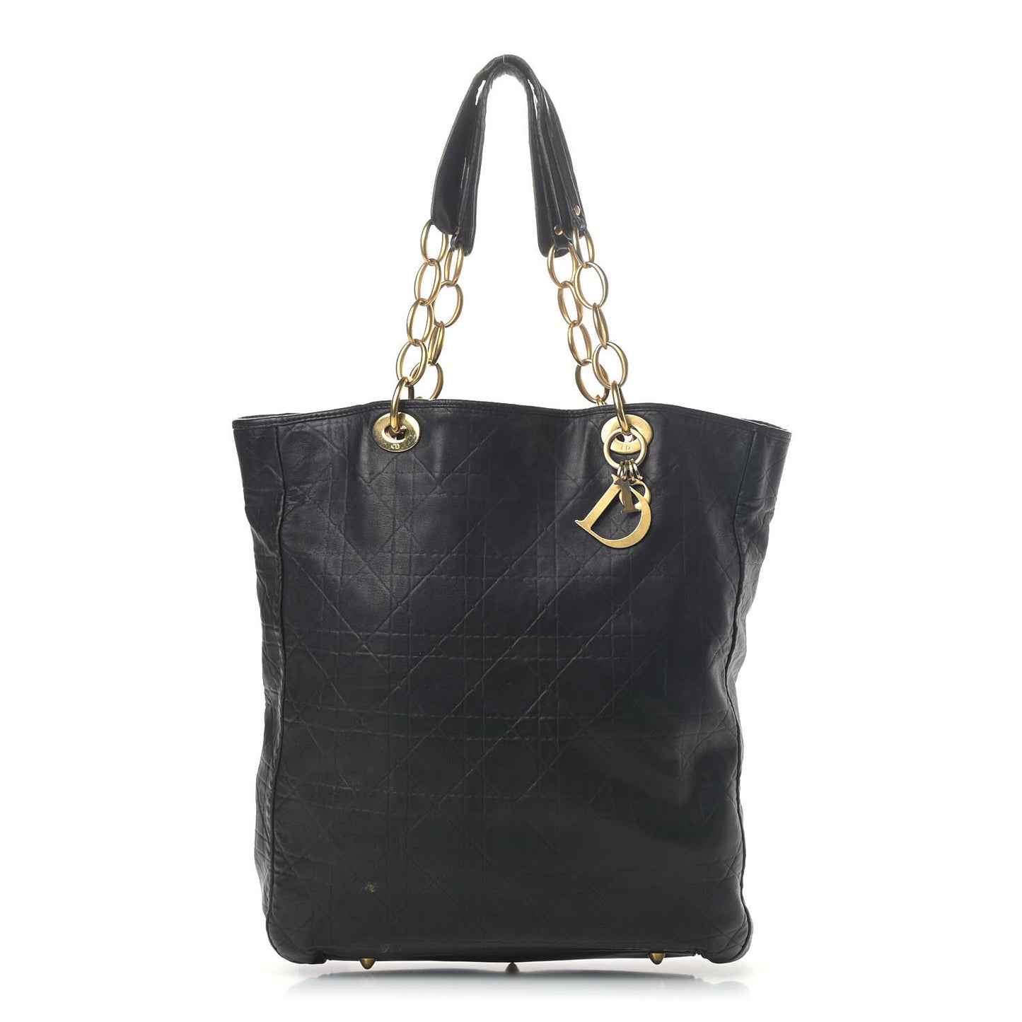 Lambskin Cannage Shopping Tote Black