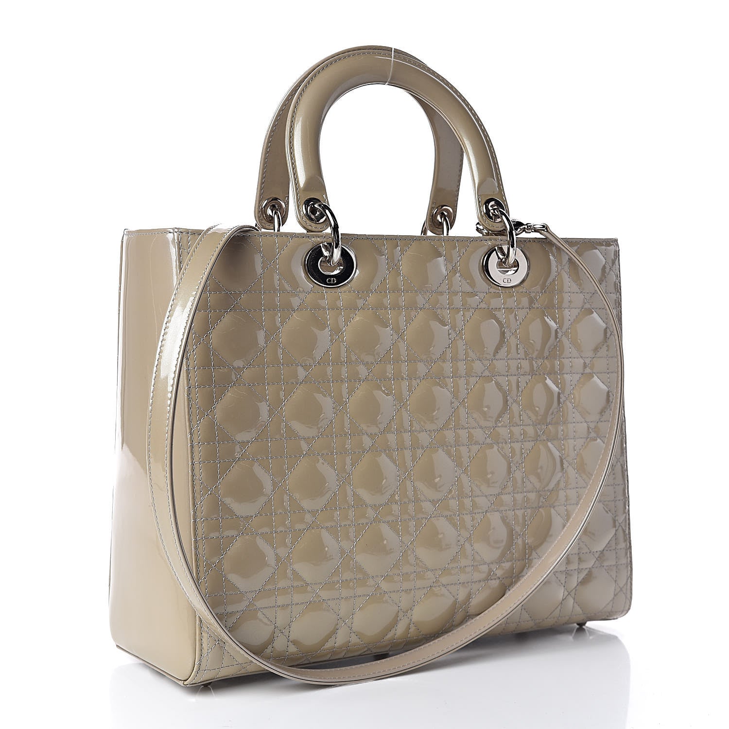 Christian Dior Patent Cannage Large Lady Dior Beige 3 of 16