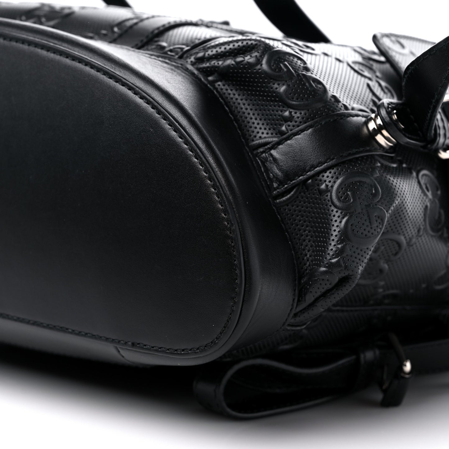 Calfskin GG Tennis Embossed Double Buckle Backpack Black