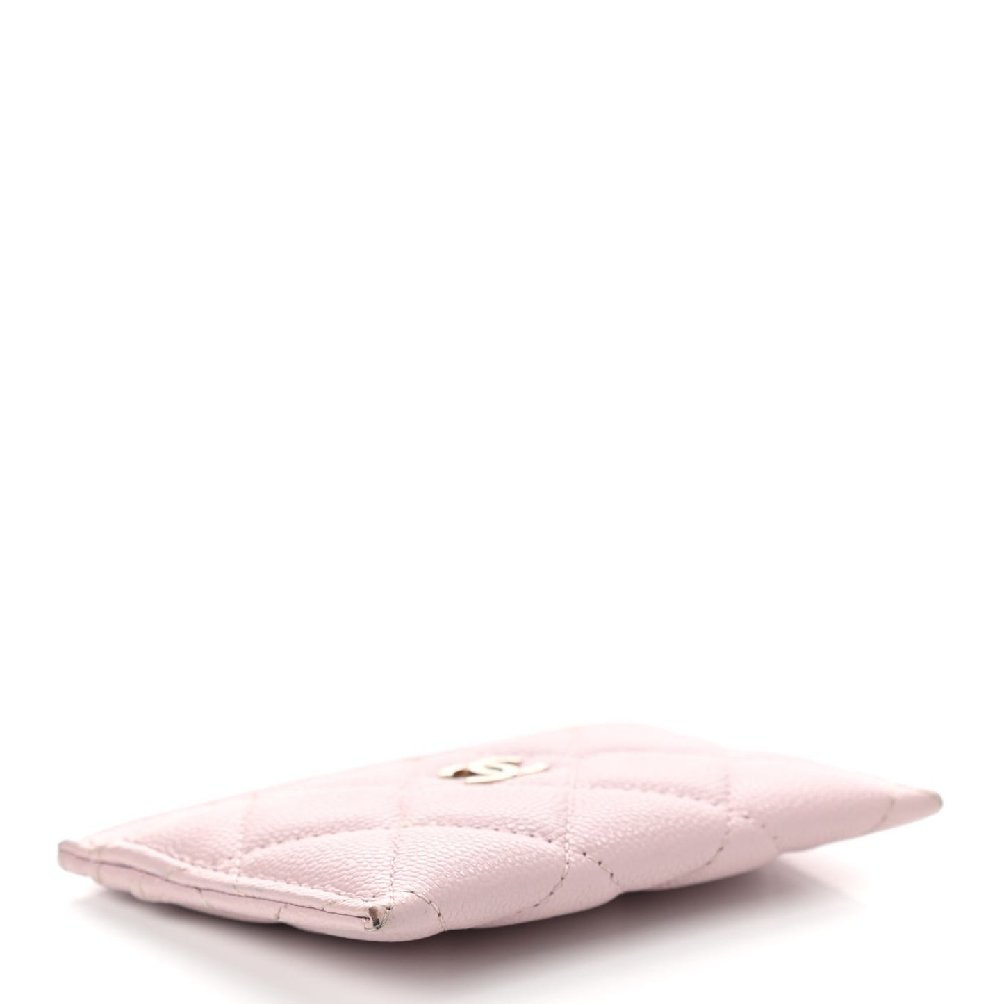 Caviar Quilted Card Holder Light Pink