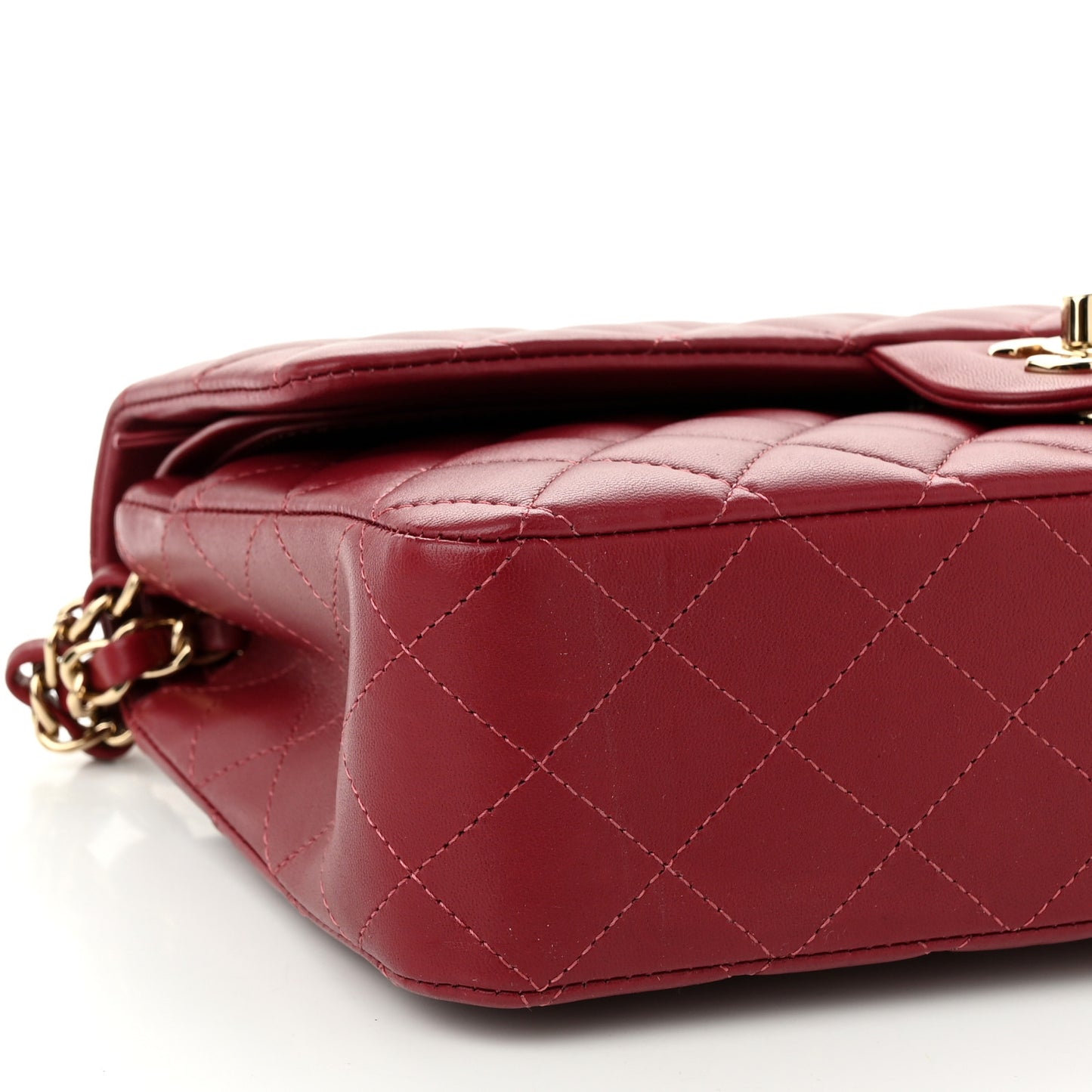 Lambskin Quilted Medium Double Flap Burgundy
